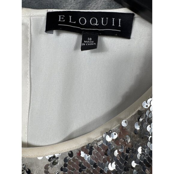 Eloquii Silver Sequin Sleeveless Top Size 18 Elegant Party Blouse - Picture 2 of 7